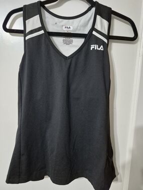 FILA Black Athletic Tank with White Accents